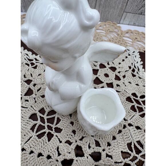 VTG Bone China White Praying Angel Candle Holder - Picture 6 of 6